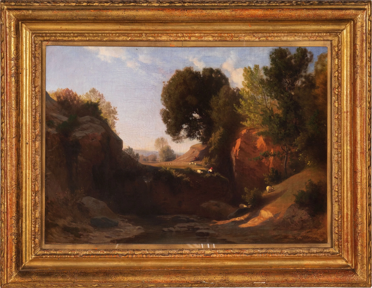 Paesaggio agreste con contadina